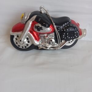 Red and Silver Motorcycle Ornament